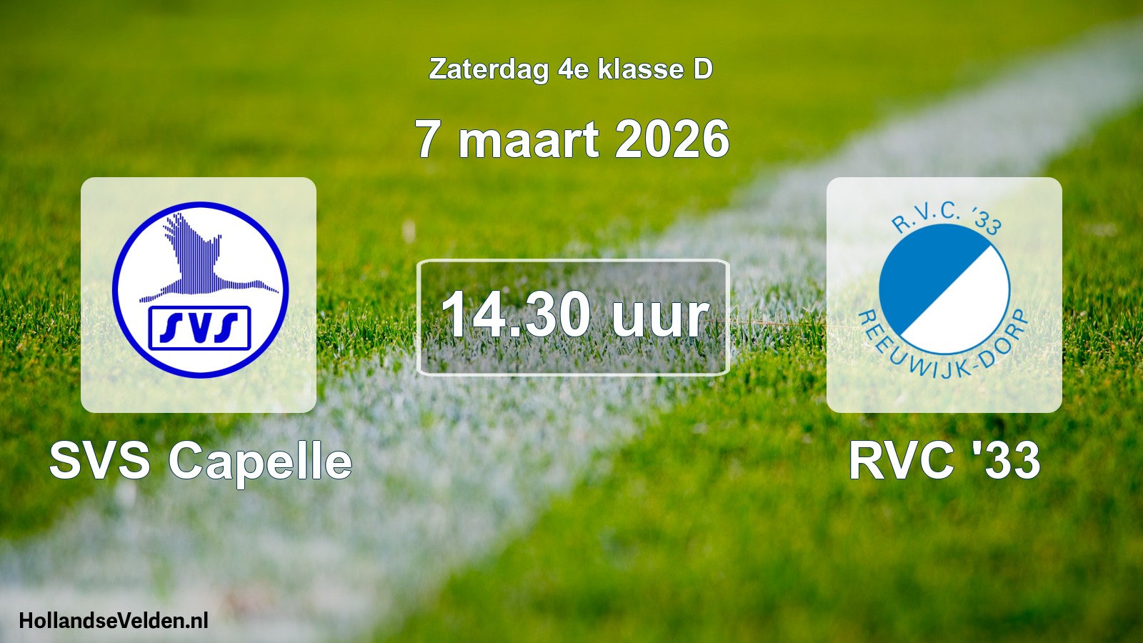Geplande wedstrijd: SVS Capelle - RVC '33 (7 maart 2026)