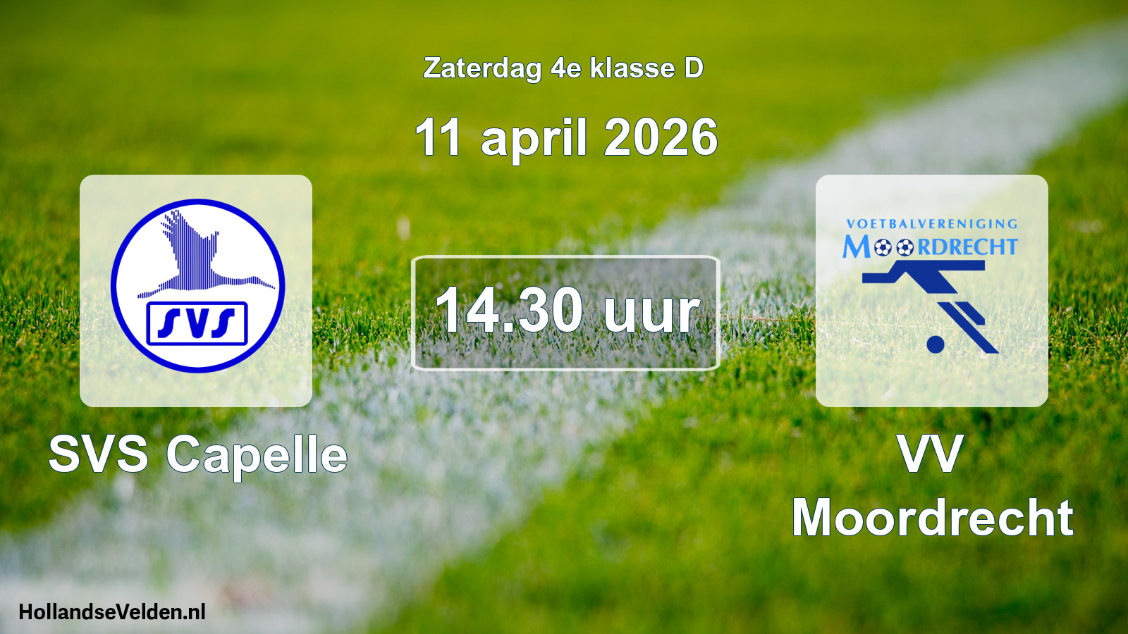Geplande wedstrijd: SVS Capelle - VV Moordrecht (11 april 2026)