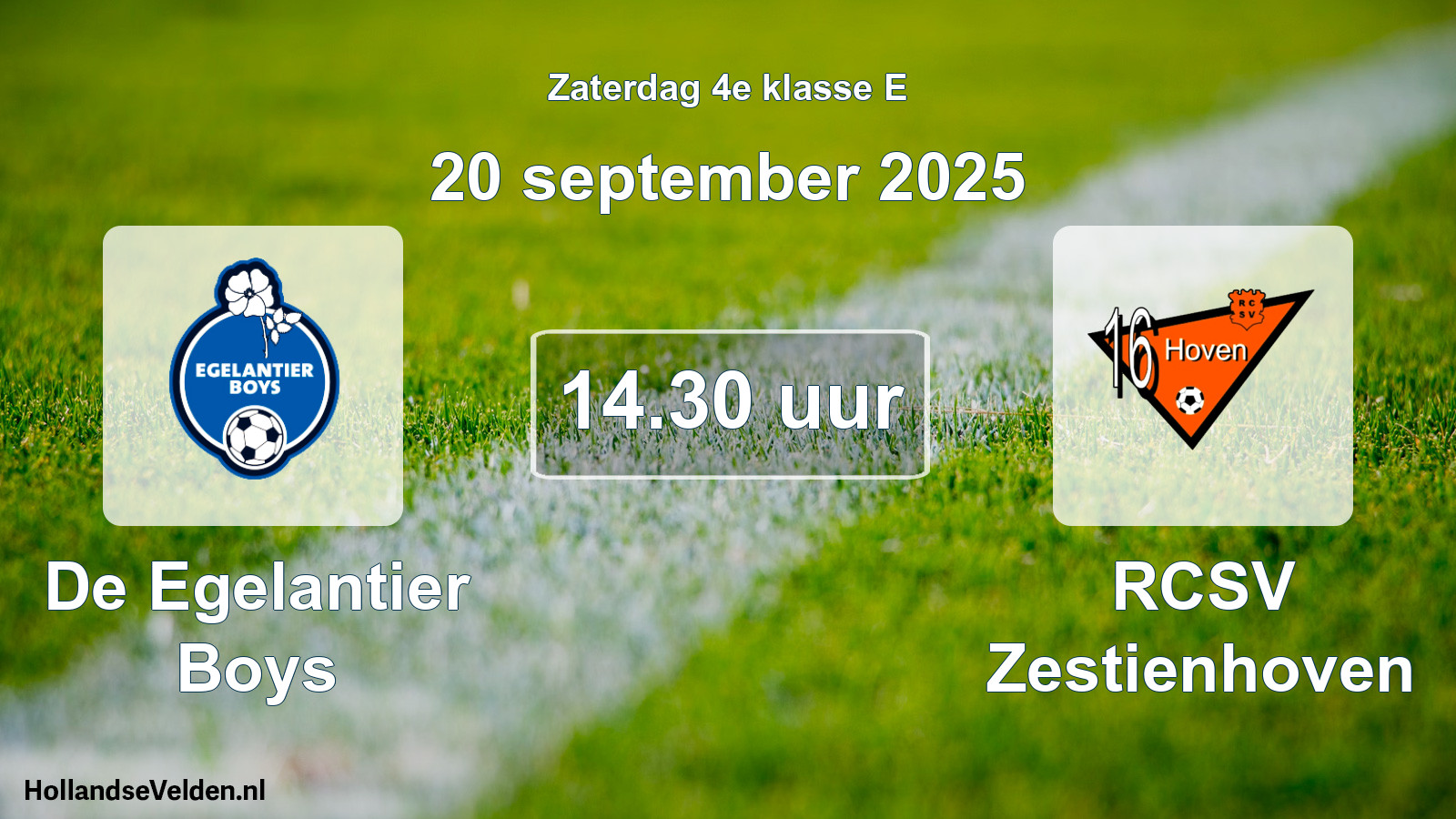 Scheduled Match: De Egelantier Boys - RCSV Zestienhoven (20 September 2025)