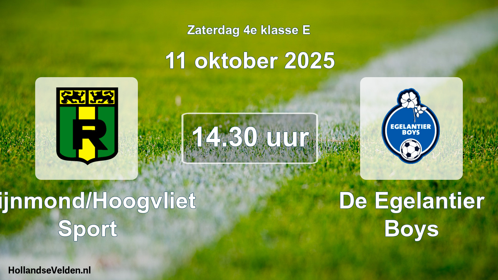 Scheduled Match: Rijnmond/Hoogvliet Sport - De Egelantier Boys (11 October 2025)
