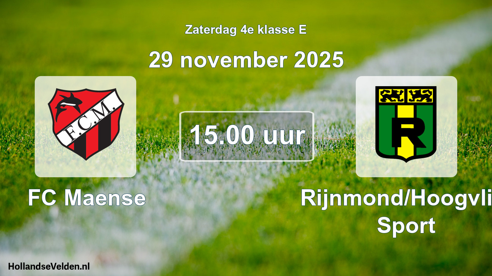 Scheduled Match: FC Maense - Rijnmond/Hoogvliet Sport (29 November 2025)