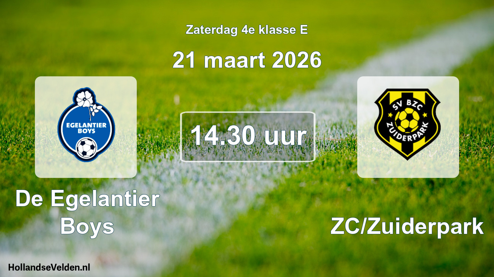 Geplande wedstrijd: De Egelantier Boys - BZC/Zuiderpark (21 maart 2026)