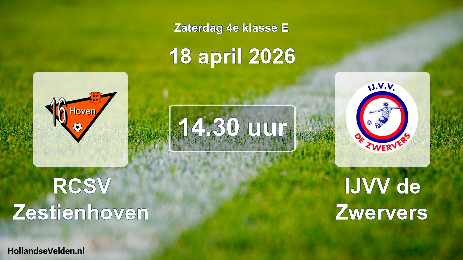 Scheduled Match: RCSV Zestienhoven - IJVV de Zwervers (18 April 2026)