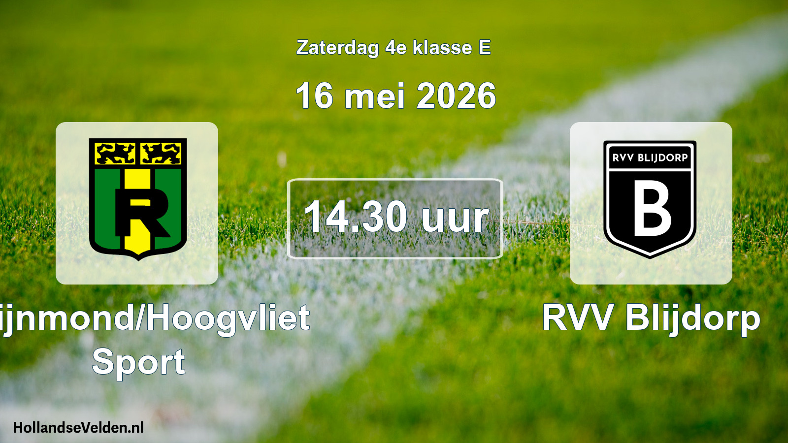 Geplande wedstrijd: Rijnmond/Hoogvliet Sport - RVV Blijdorp (16 mei 2026)