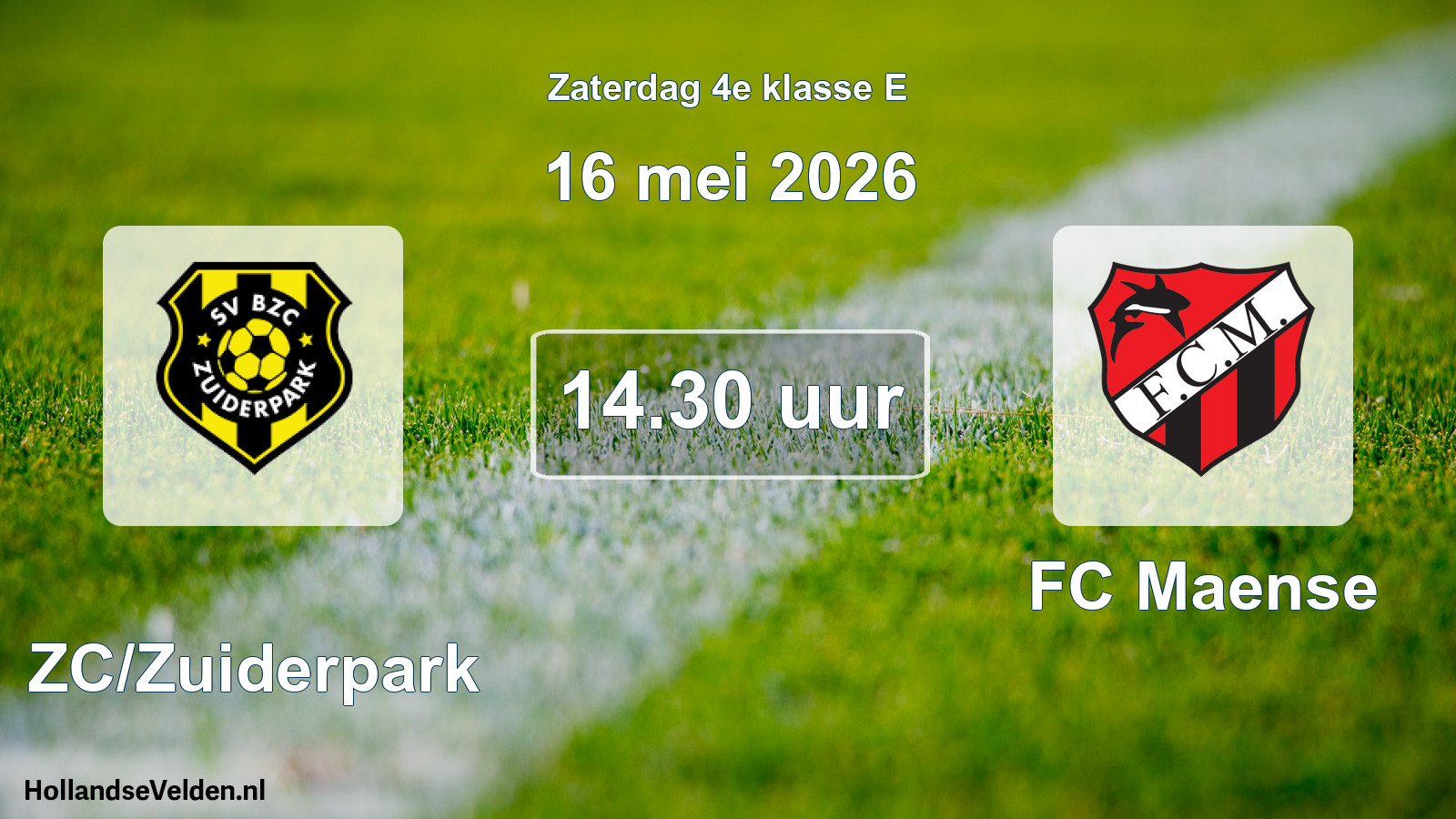 Scheduled Match: BZC/Zuiderpark - FC Maense (16 May 2026)