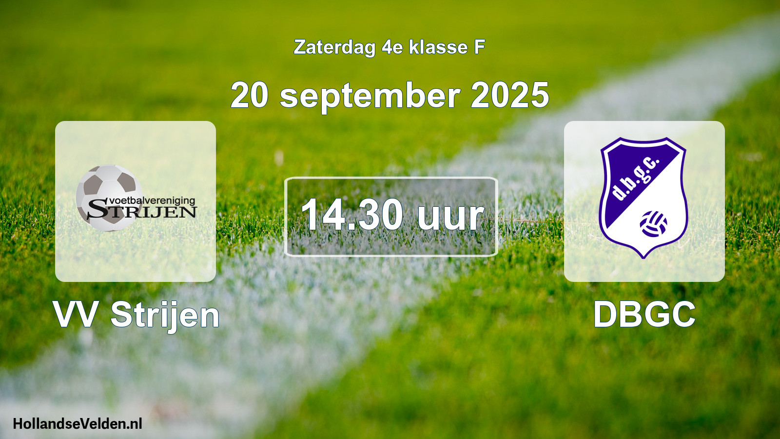 Geplande wedstrijd: VV Strijen - DBGC (20 september 2025)