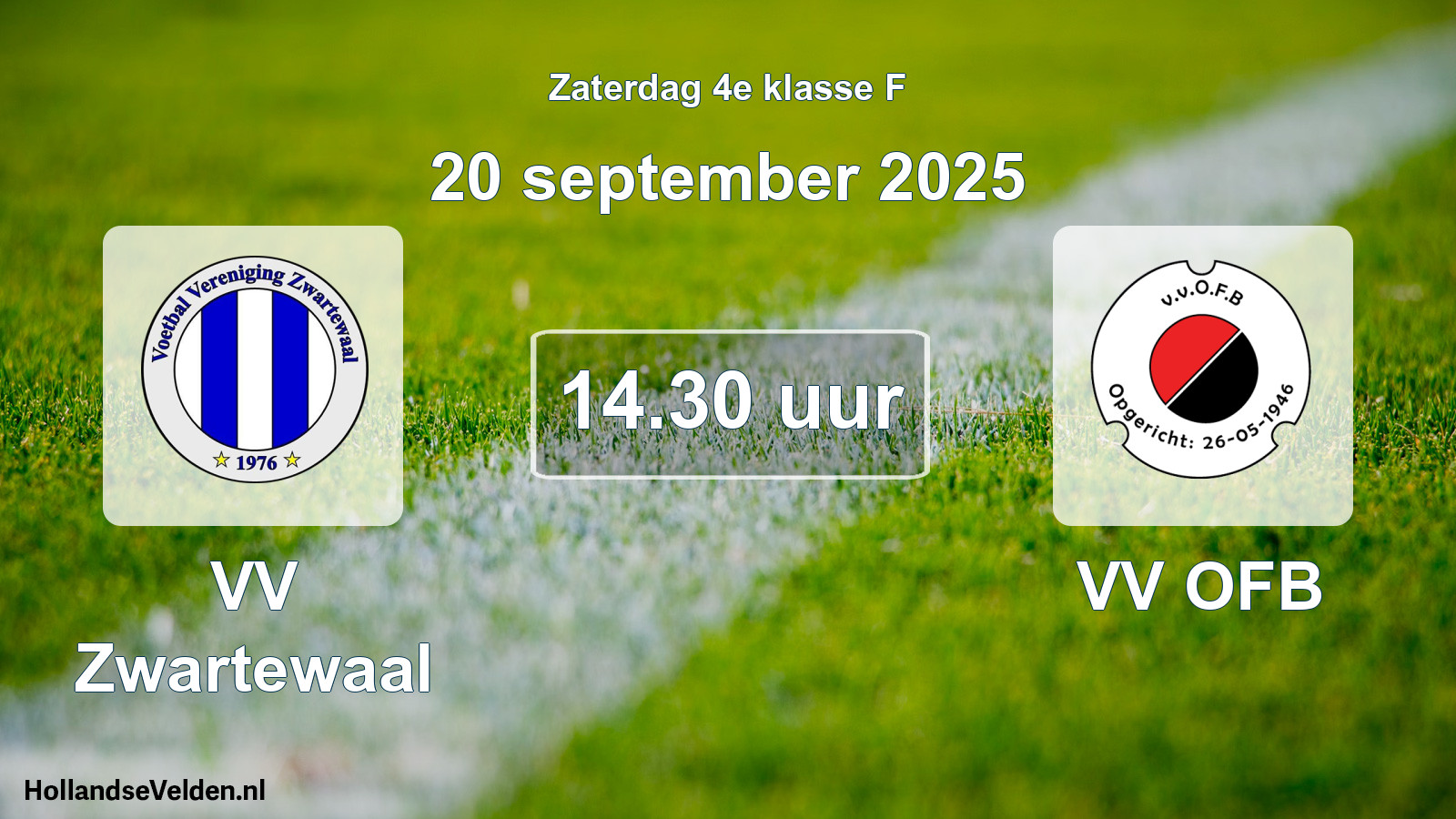 Geplande wedstrijd: VV Zwartewaal - VV OFB (20 september 2025)