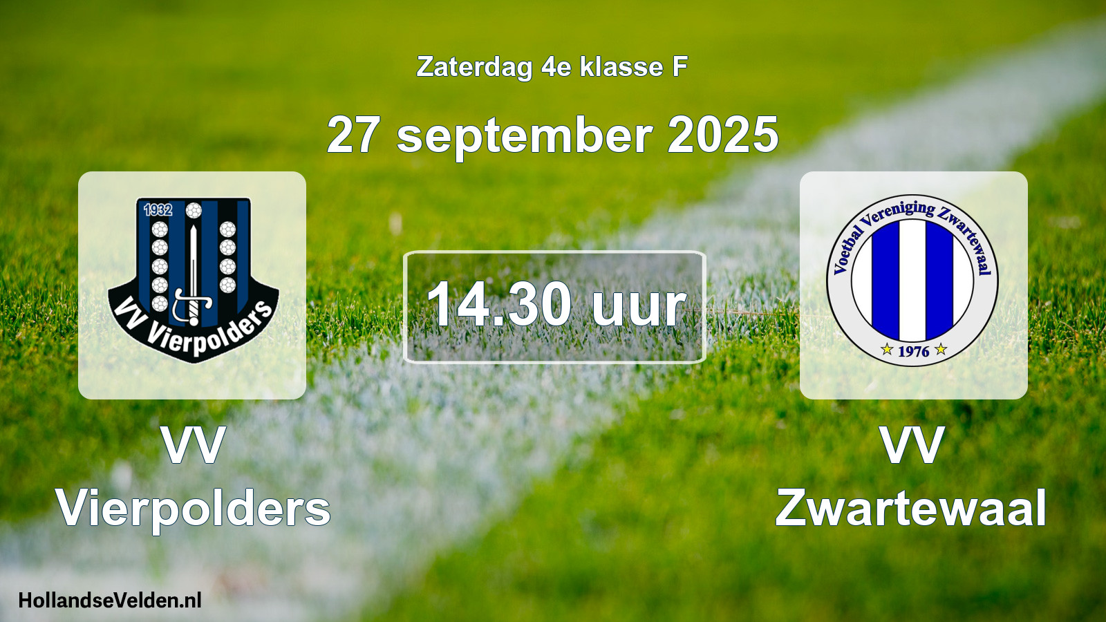 Geplande wedstrijd: VV Vierpolders - VV Zwartewaal (27 september 2025)