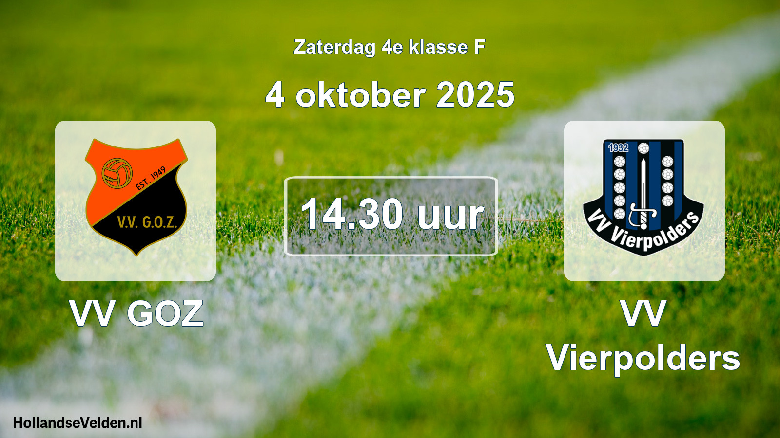Geplande wedstrijd: VV GOZ - VV Vierpolders (4 oktober 2025)