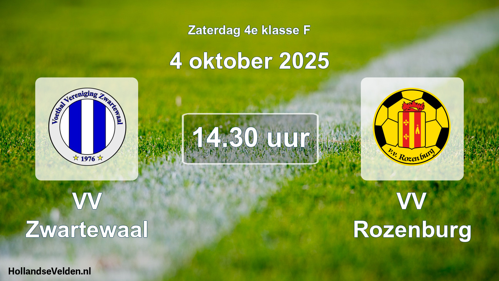 Geplande wedstrijd: VV Zwartewaal - VV Rozenburg (4 oktober 2025)