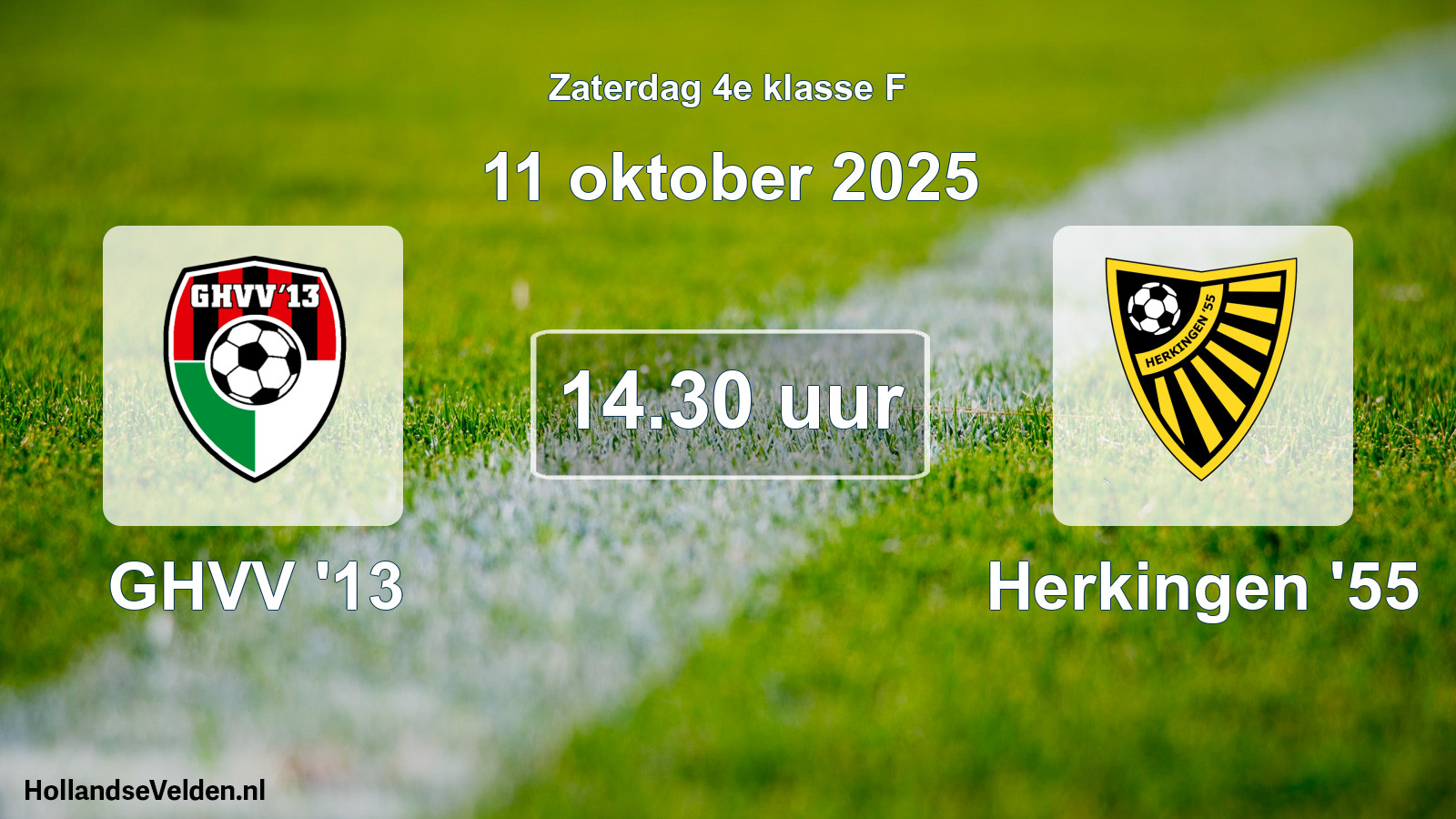 Geplande wedstrijd: GHVV '13 - Herkingen '55 (11 oktober 2025)