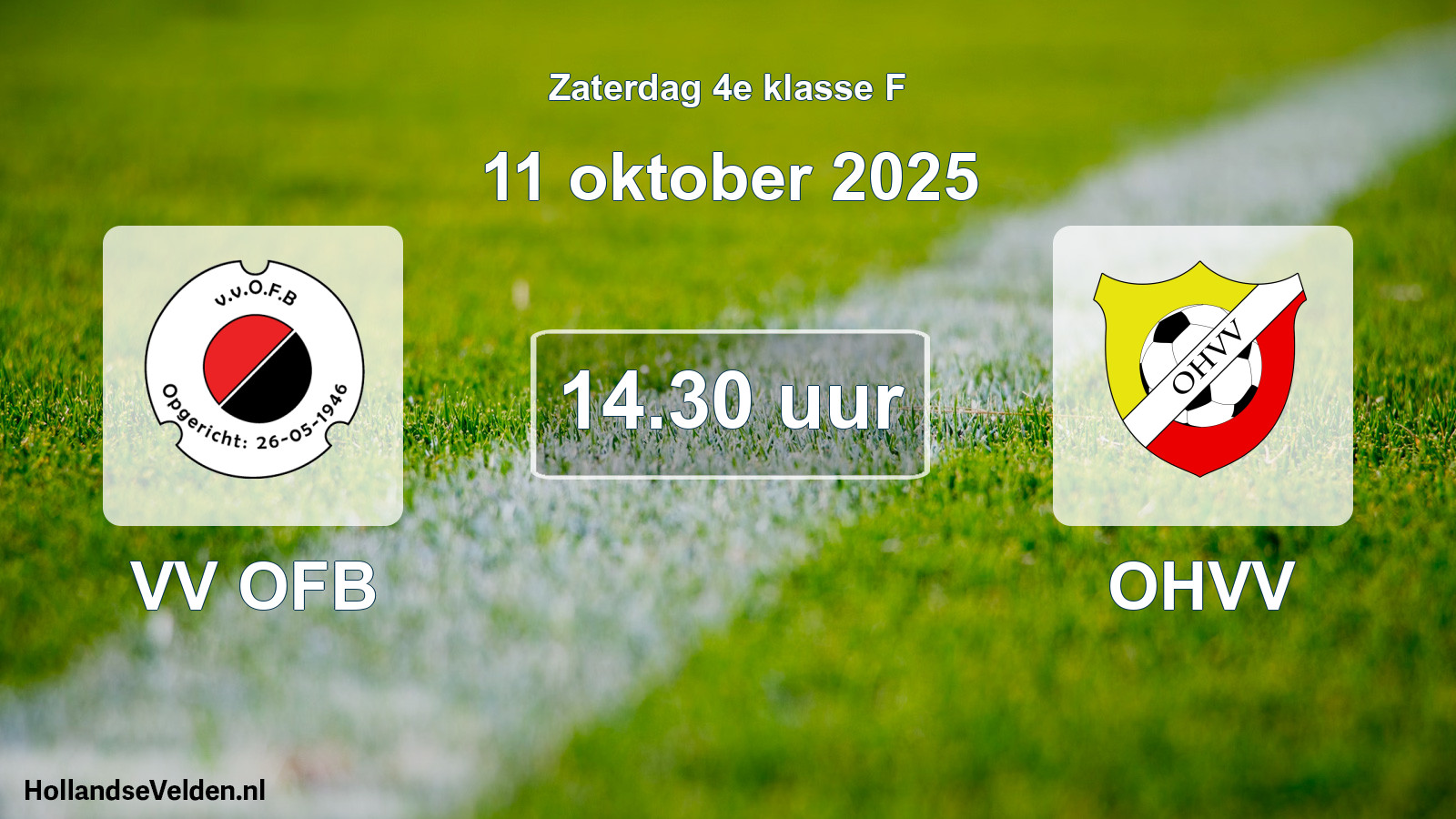 Geplande wedstrijd: VV OFB - OHVV (11 oktober 2025)