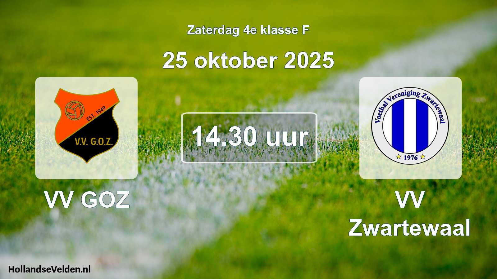 Geplande wedstrijd: VV GOZ - VV Zwartewaal (25 oktober 2025)