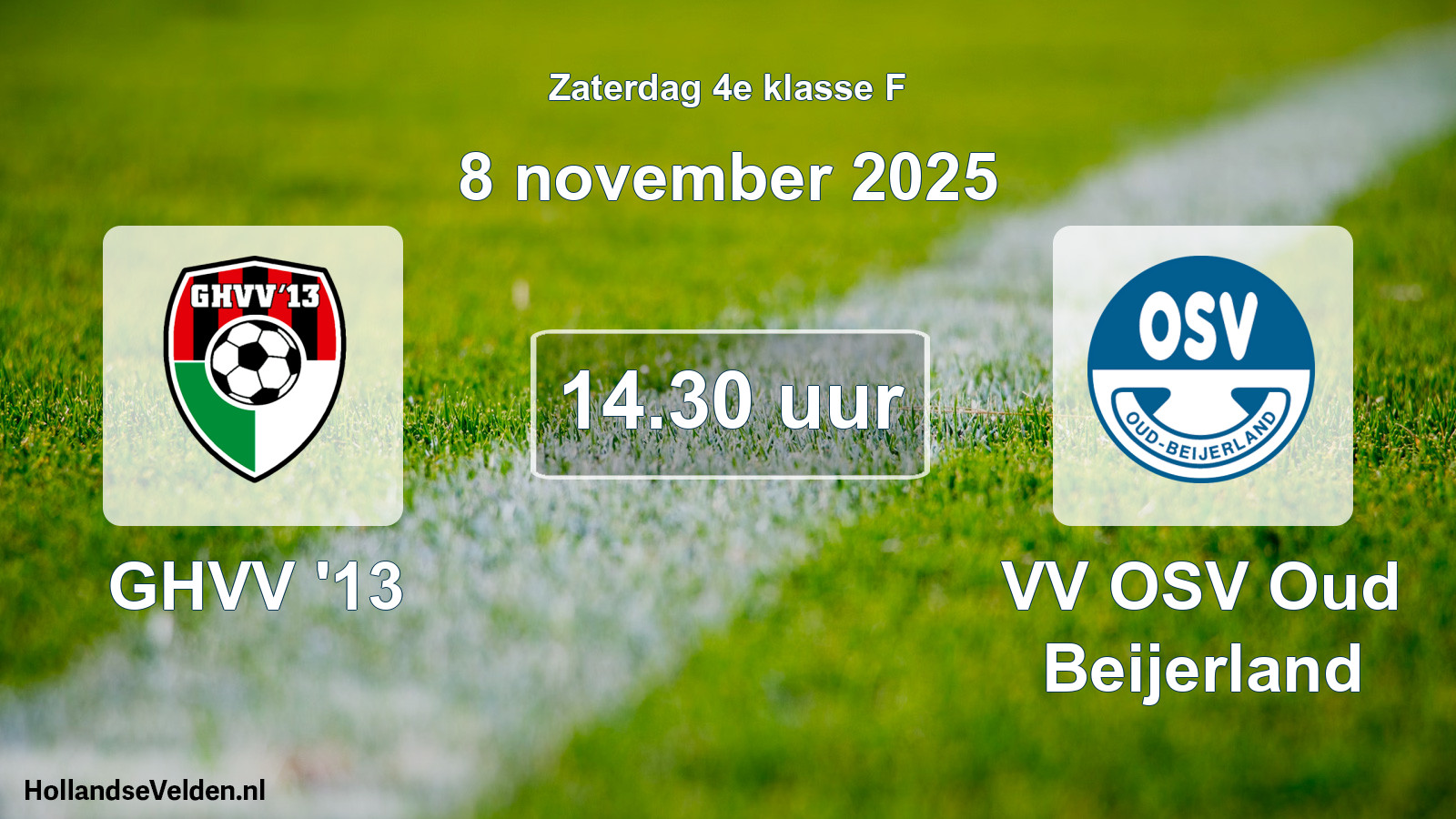 Geplande wedstrijd: GHVV '13 - VV OSV Oud Beijerland (8 november 2025)