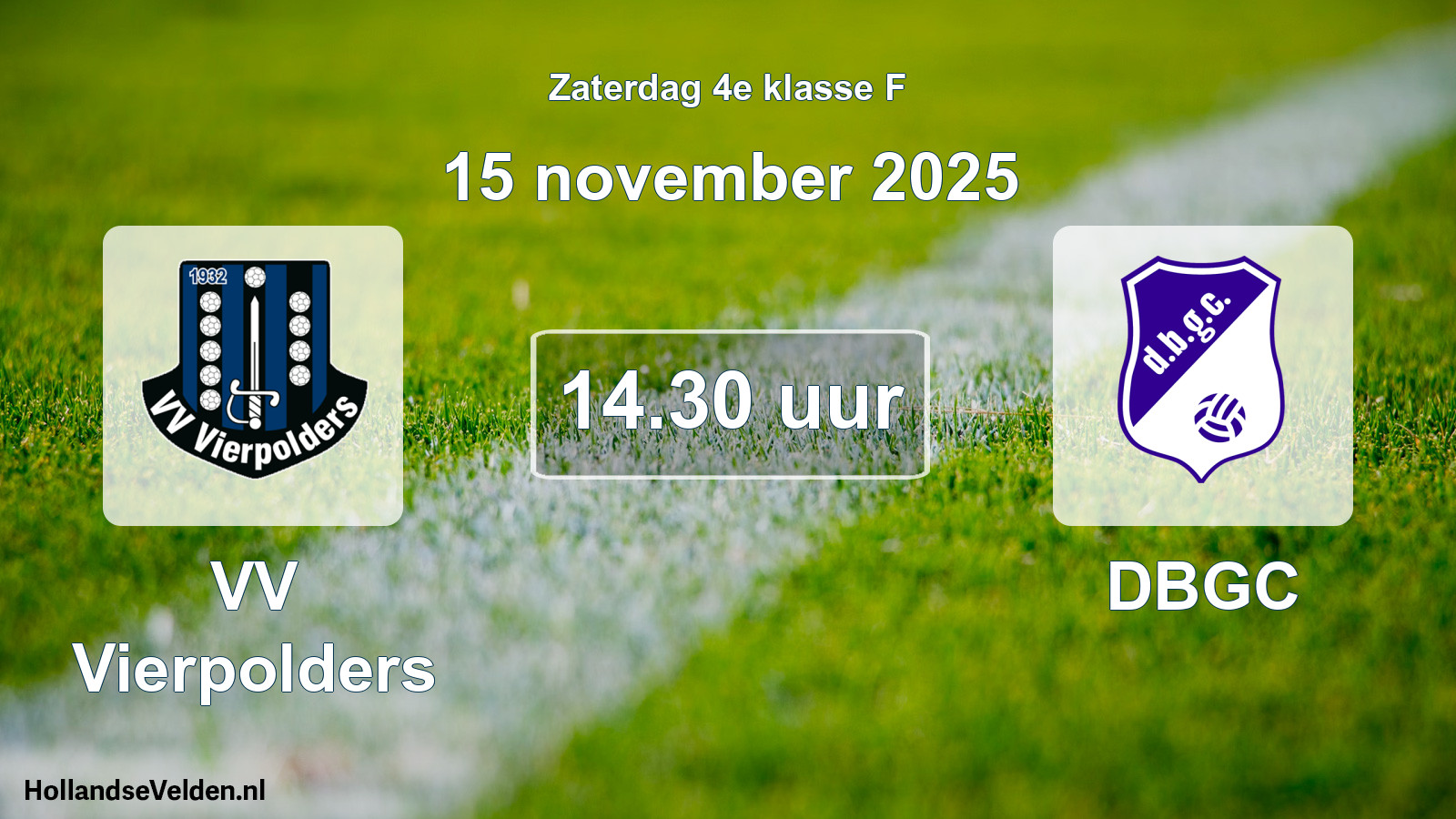 Geplande wedstrijd: VV Vierpolders - DBGC (15 november 2025)
