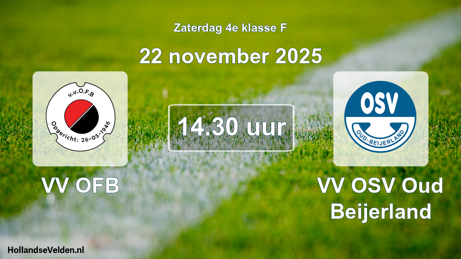 Geplande wedstrijd: VV OFB - VV OSV Oud Beijerland (22 november 2025)