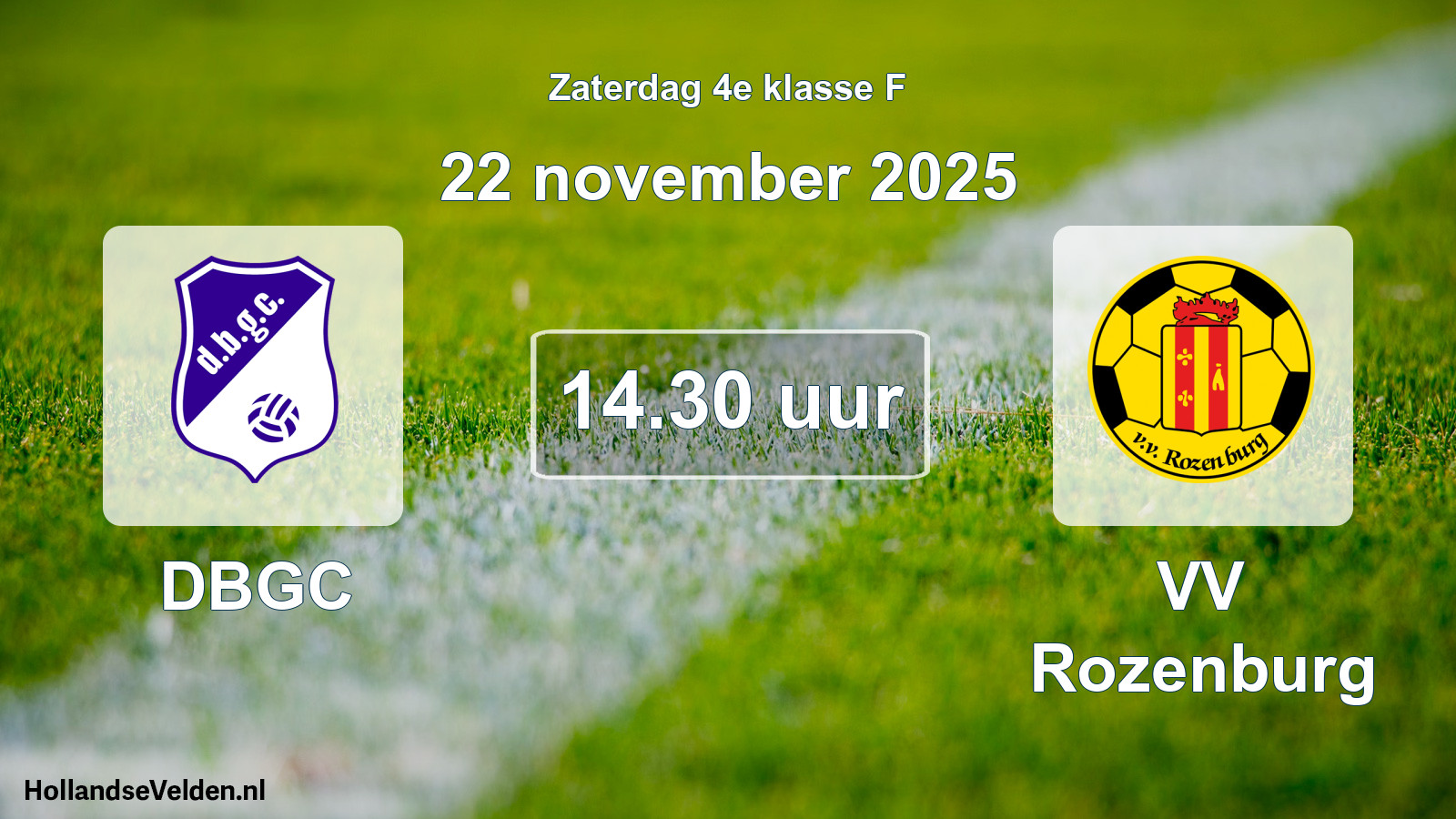 Geplande wedstrijd: DBGC - VV Rozenburg (22 november 2025)