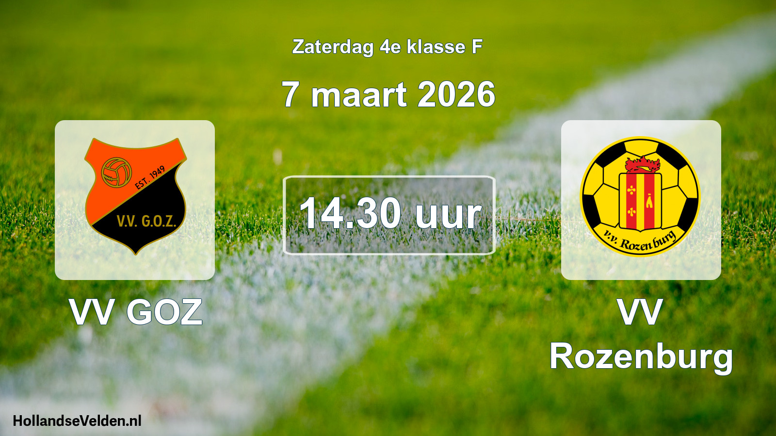 Geplande wedstrijd: VV GOZ - VV Rozenburg (7 maart 2026)