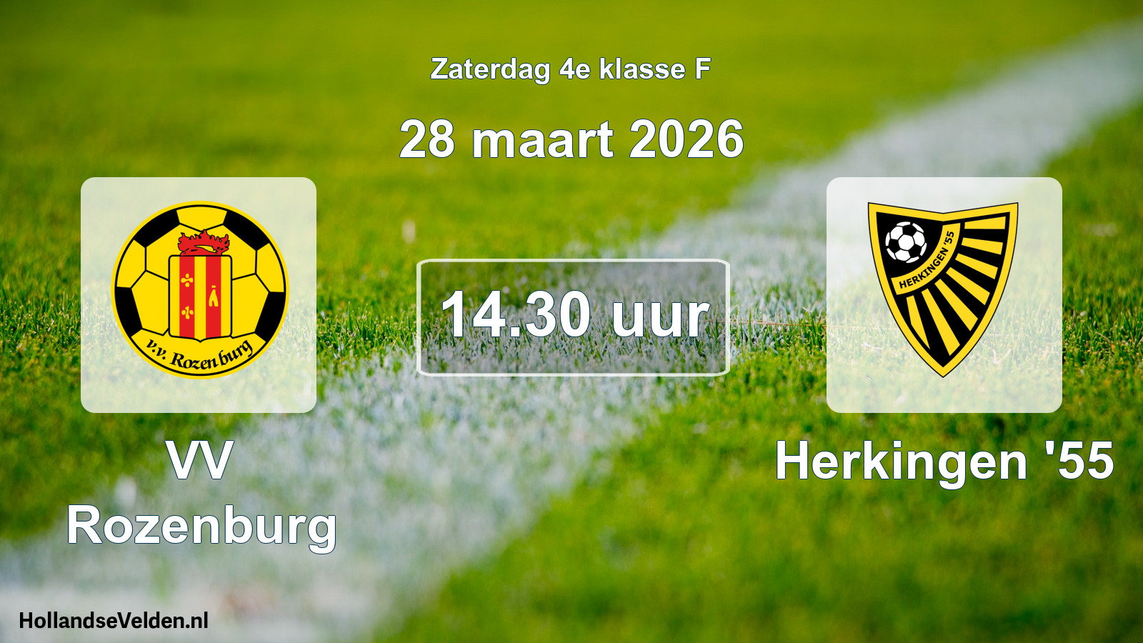 Geplande wedstrijd: VV Rozenburg - Herkingen '55 (28 maart 2026)