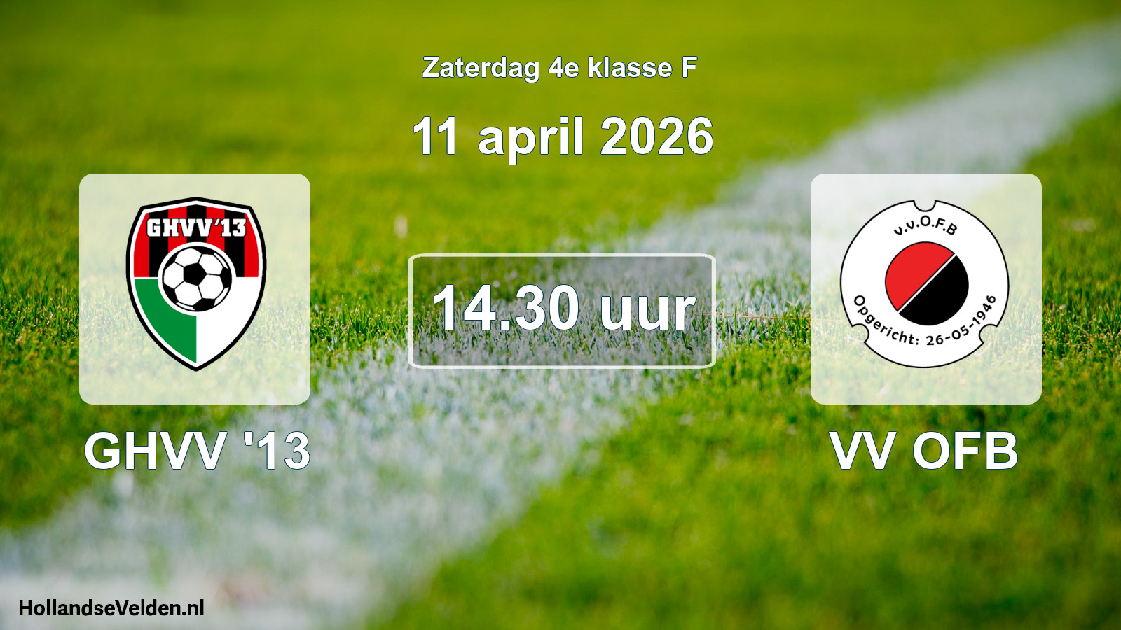 Geplande wedstrijd: GHVV '13 - VV OFB (11 april 2026)