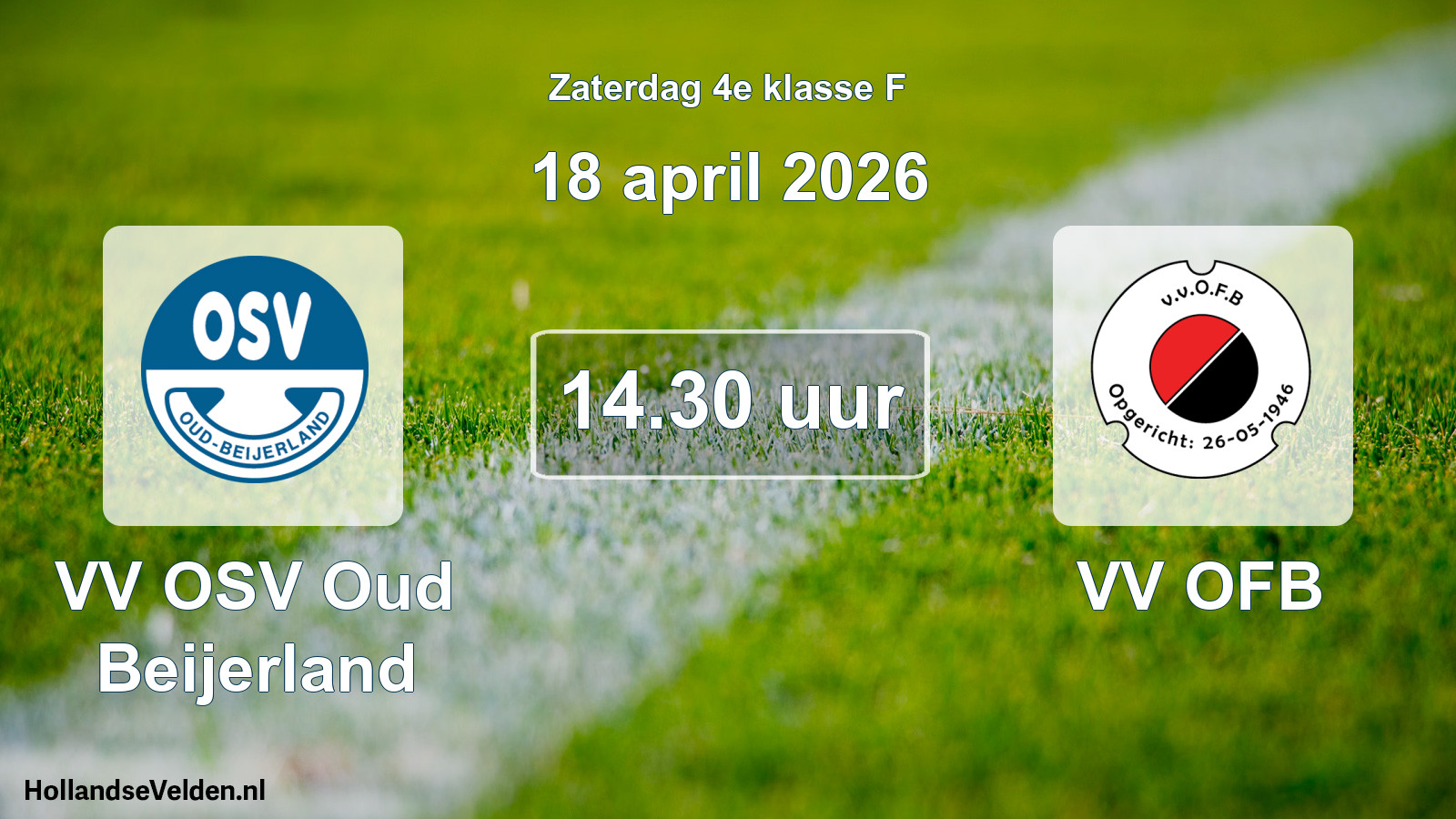Geplande wedstrijd: VV OSV Oud Beijerland - VV OFB (18 april 2026)