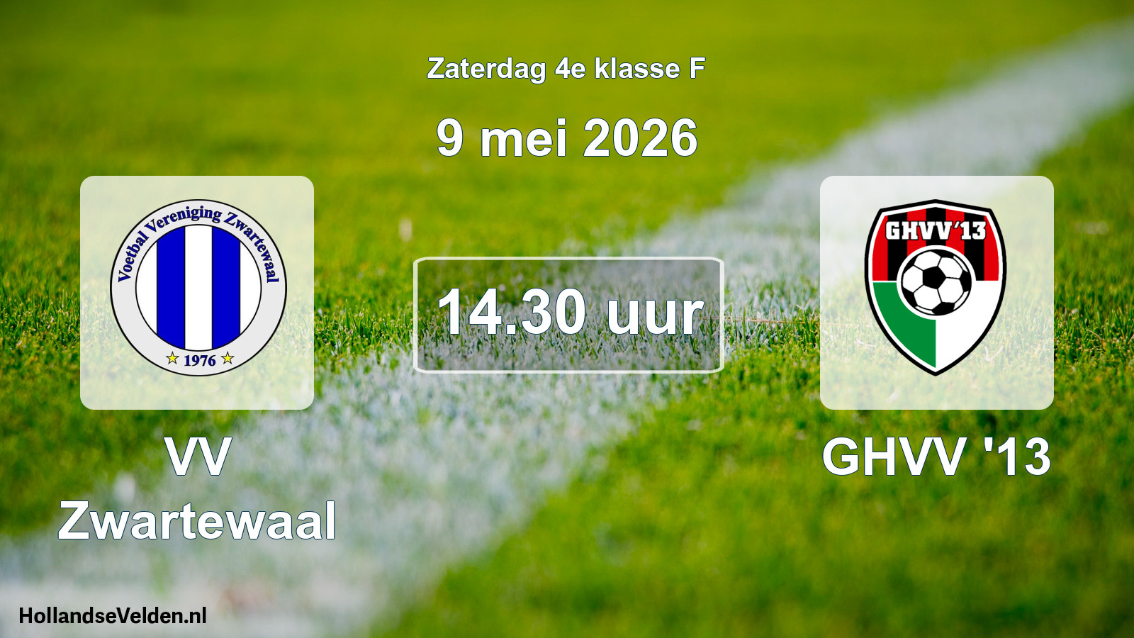 Geplande wedstrijd: VV Zwartewaal - GHVV '13 (9 mei 2026)