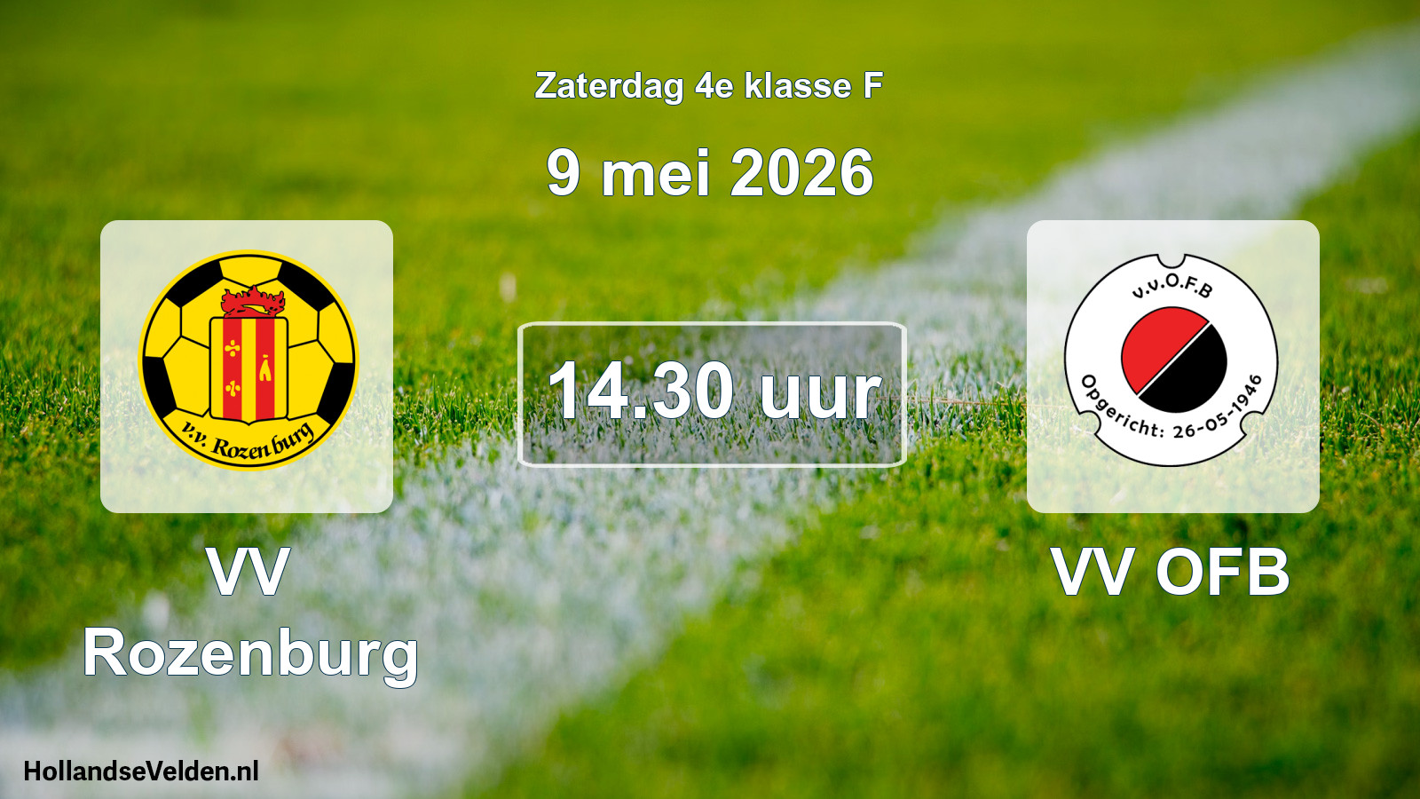 Geplande wedstrijd: VV Rozenburg - VV OFB (9 mei 2026)