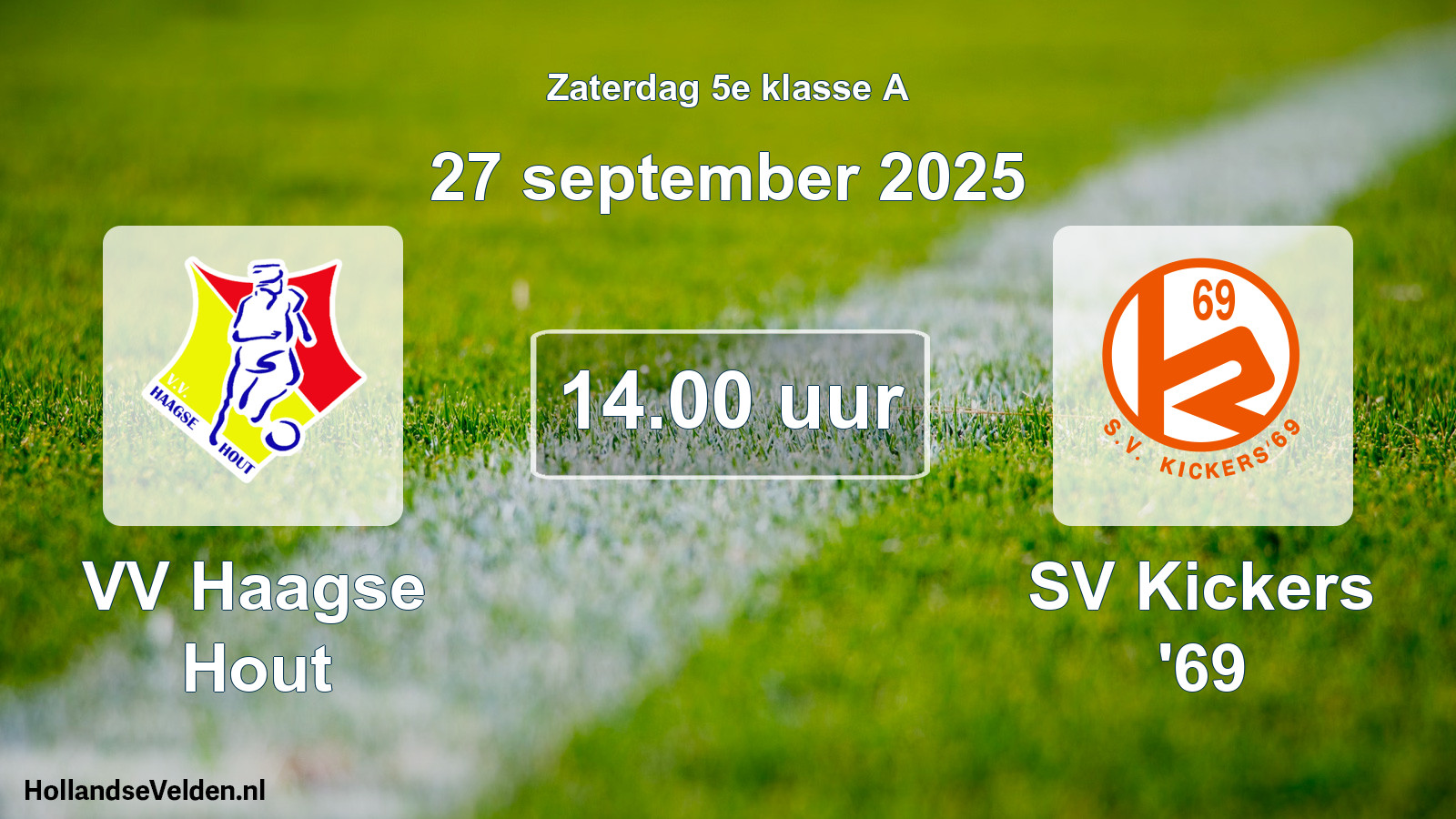 Geplande wedstrijd: VV Haagse Hout - SV Kickers '69 (27 september 2025)
