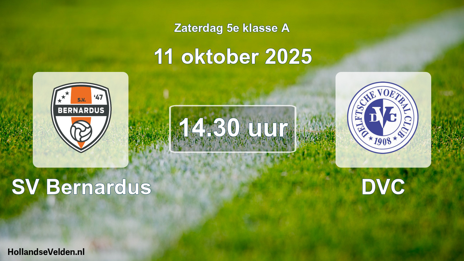 Geplande wedstrijd: SV Bernardus - DVC (11 oktober 2025)