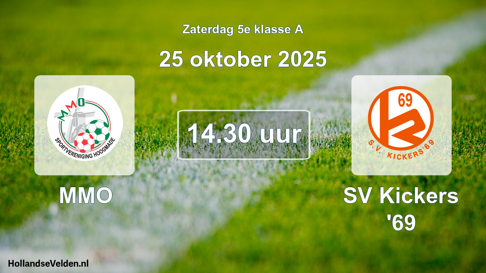 Geplande wedstrijd: MMO - SV Kickers '69 (25 oktober 2025)