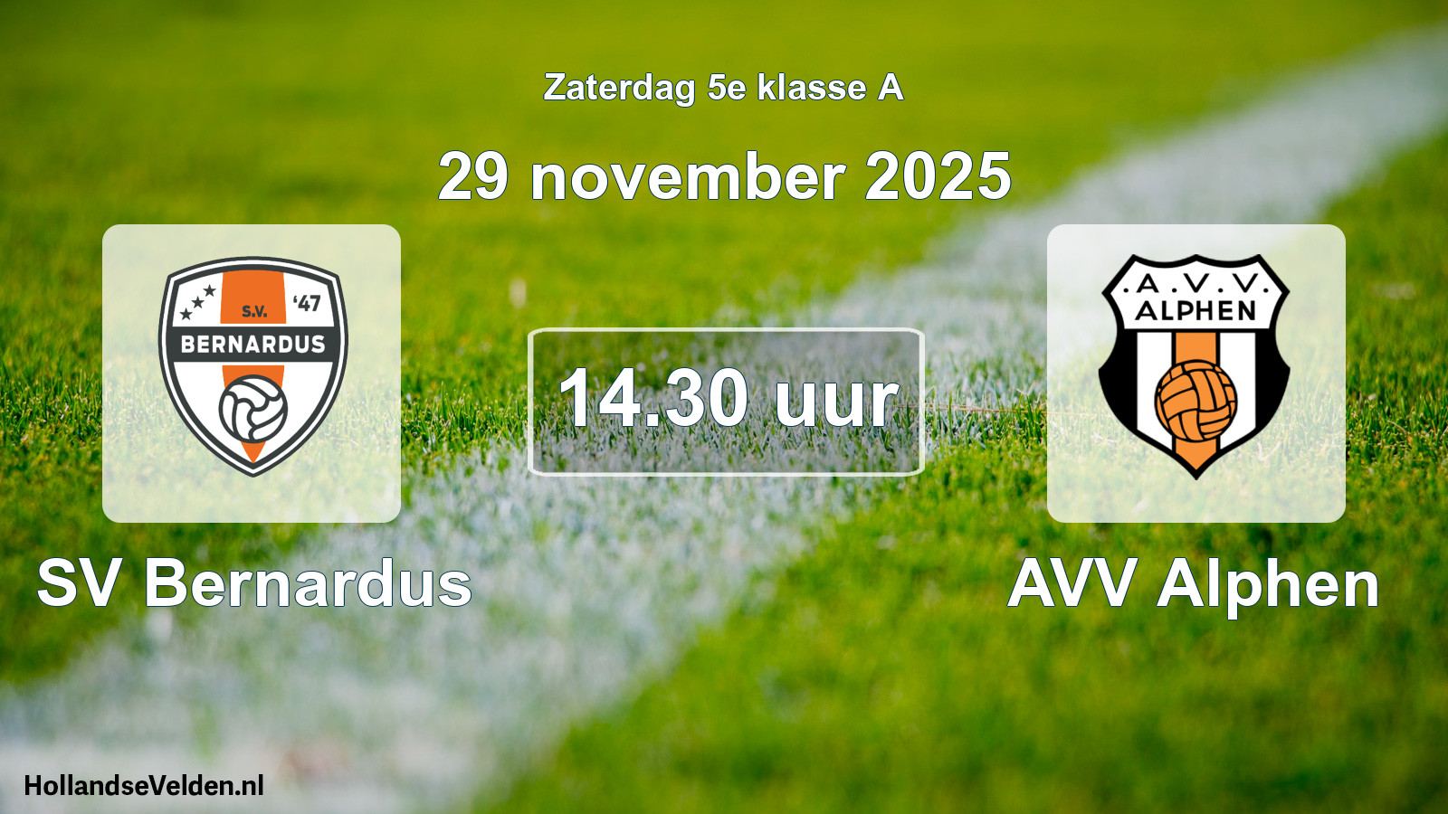 Scheduled Match: SV Bernardus - AVV Alphen (29 November 2025)
