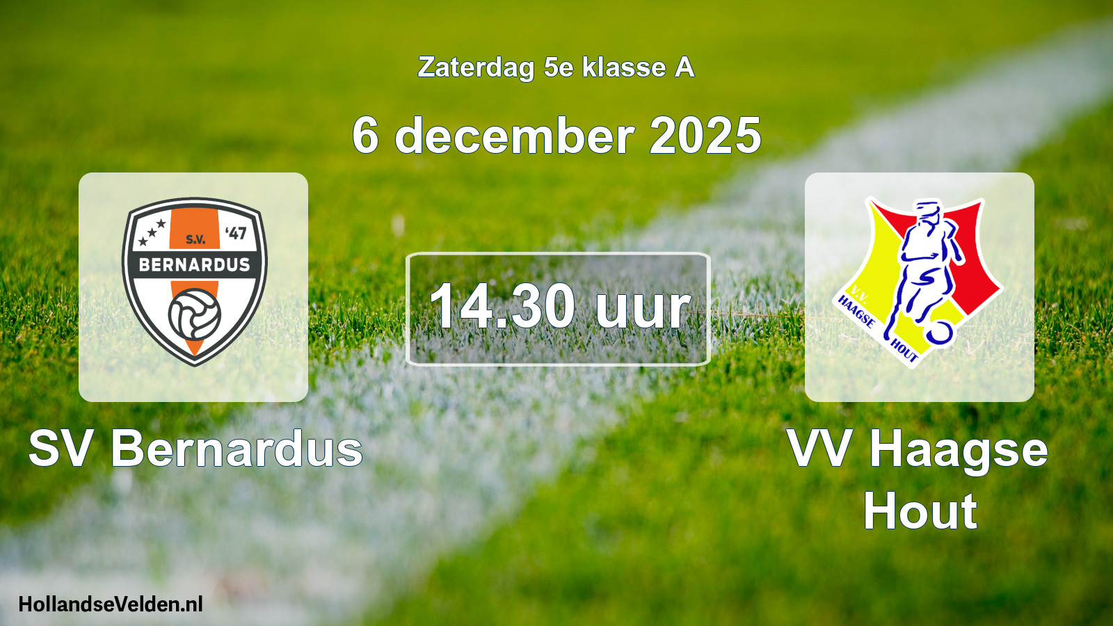 Scheduled Match: SV Bernardus - VV Haagse Hout (6 December 2025)