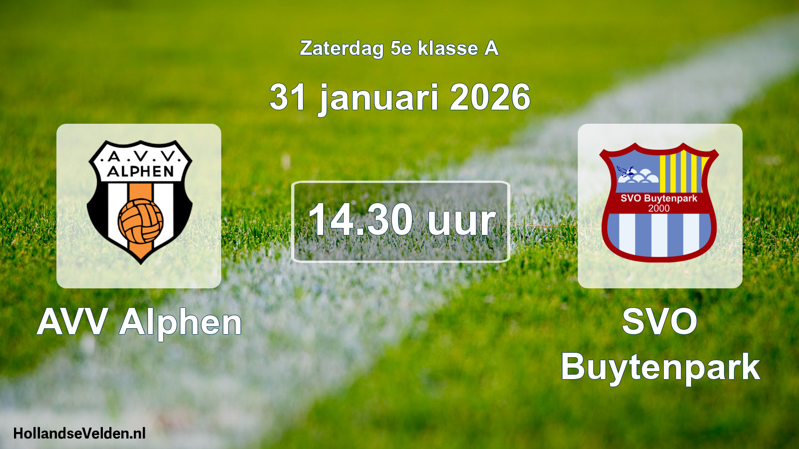 Geplande wedstrijd: AVV Alphen - SVO Buytenpark (31 januari 2026)