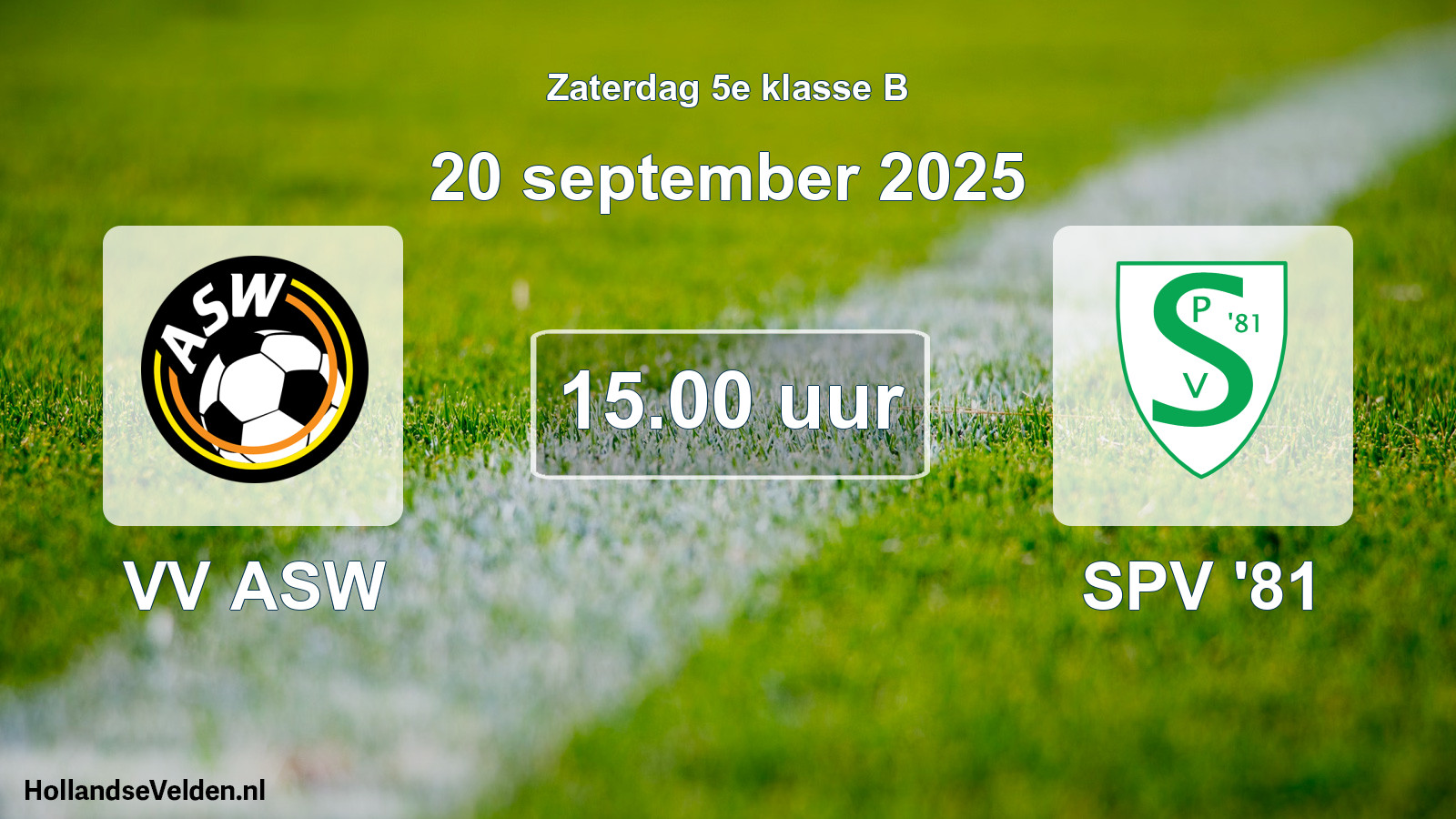 Geplande wedstrijd: VV ASW - SPV '81 (20 september 2025)