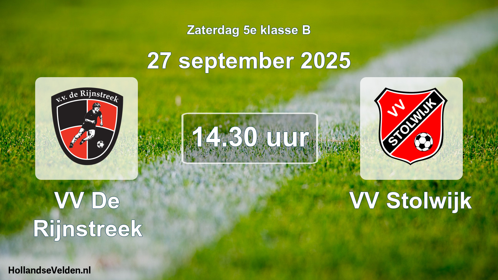 Geplande wedstrijd: VV De Rijnstreek - VV Stolwijk (27 september 2025)