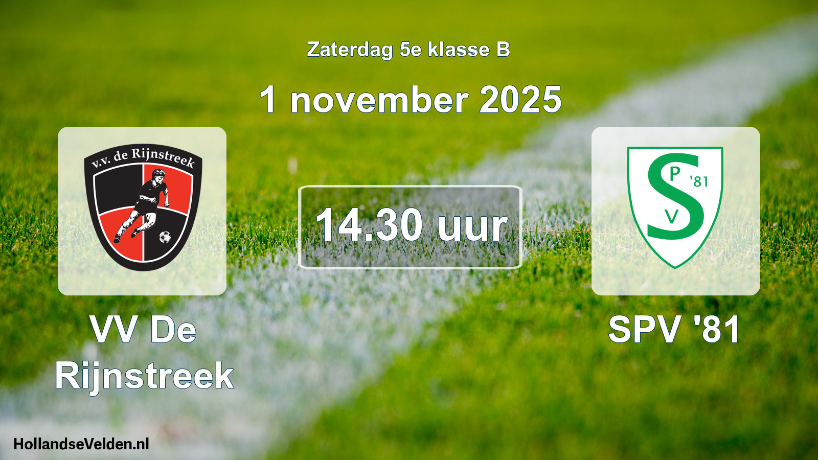 Geplande wedstrijd: VV De Rijnstreek - SPV '81 (1 november 2025)