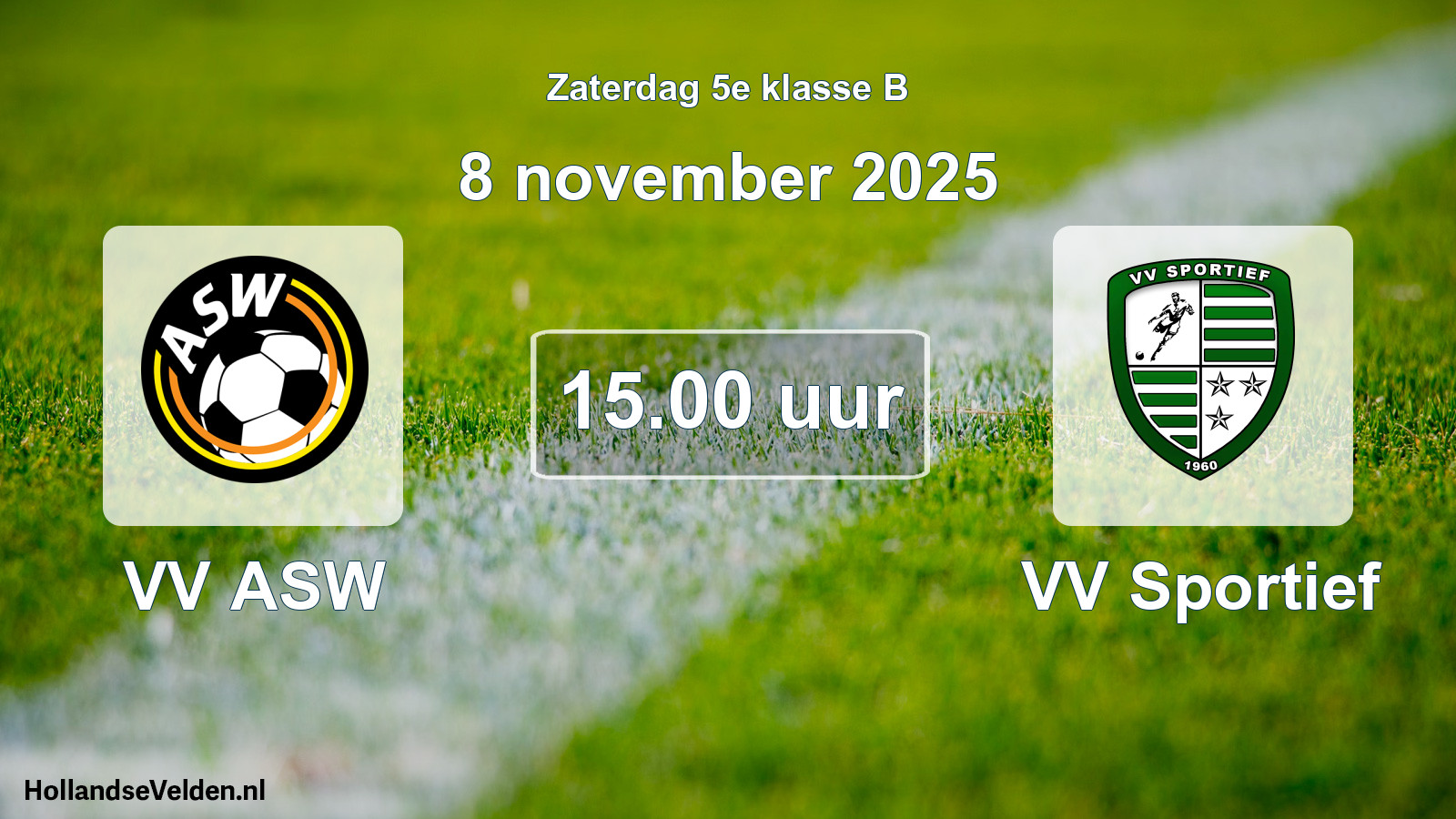 Geplande wedstrijd: VV ASW - VV Sportief (8 november 2025)