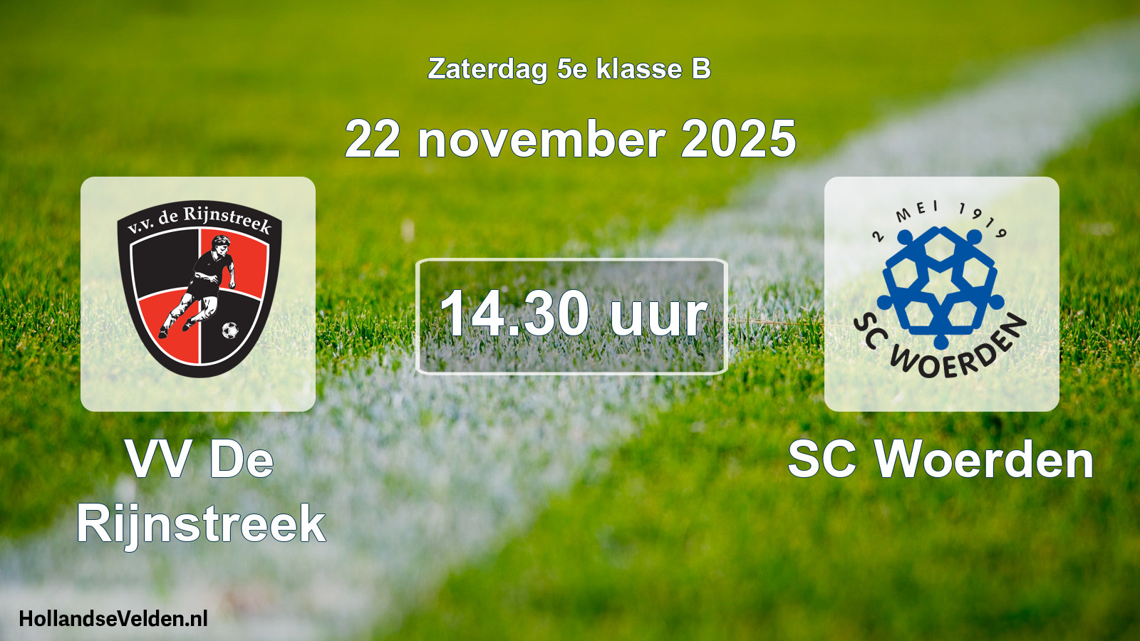 Geplande wedstrijd: VV De Rijnstreek - SC Woerden (22 november 2025)