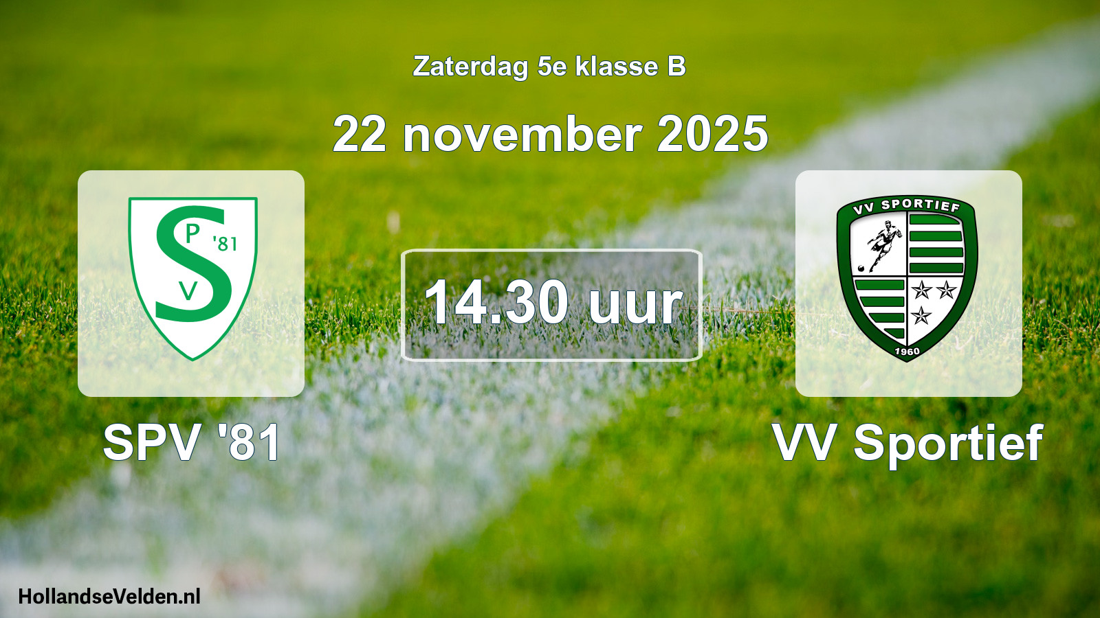 Geplande wedstrijd: SPV '81 - VV Sportief (22 november 2025)