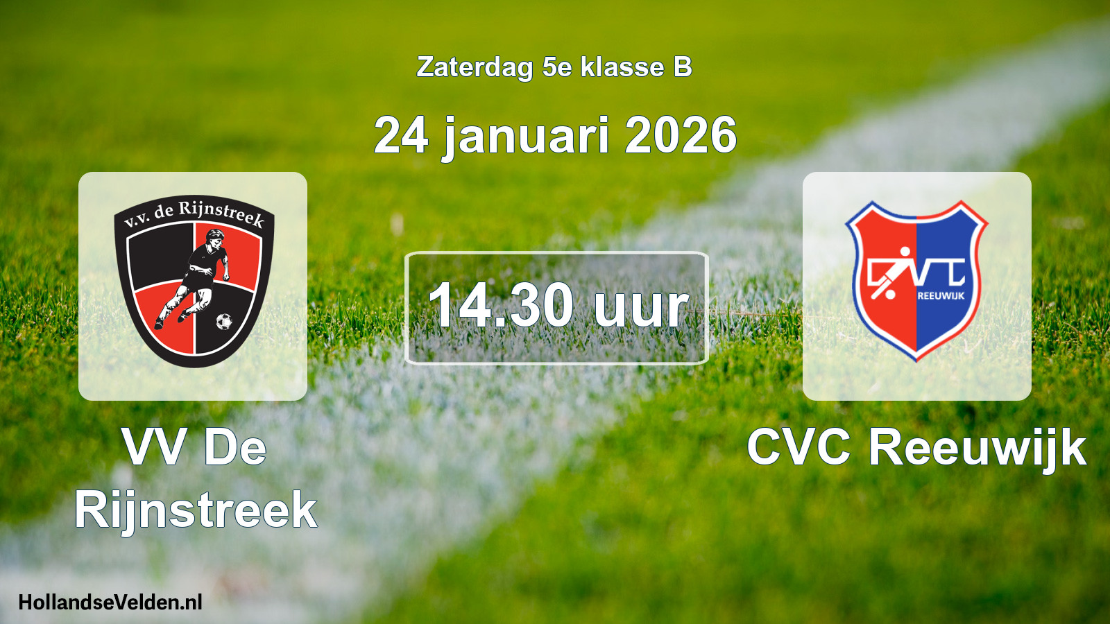Scheduled Match: VV De Rijnstreek - CVC Reeuwijk (24 January 2026)