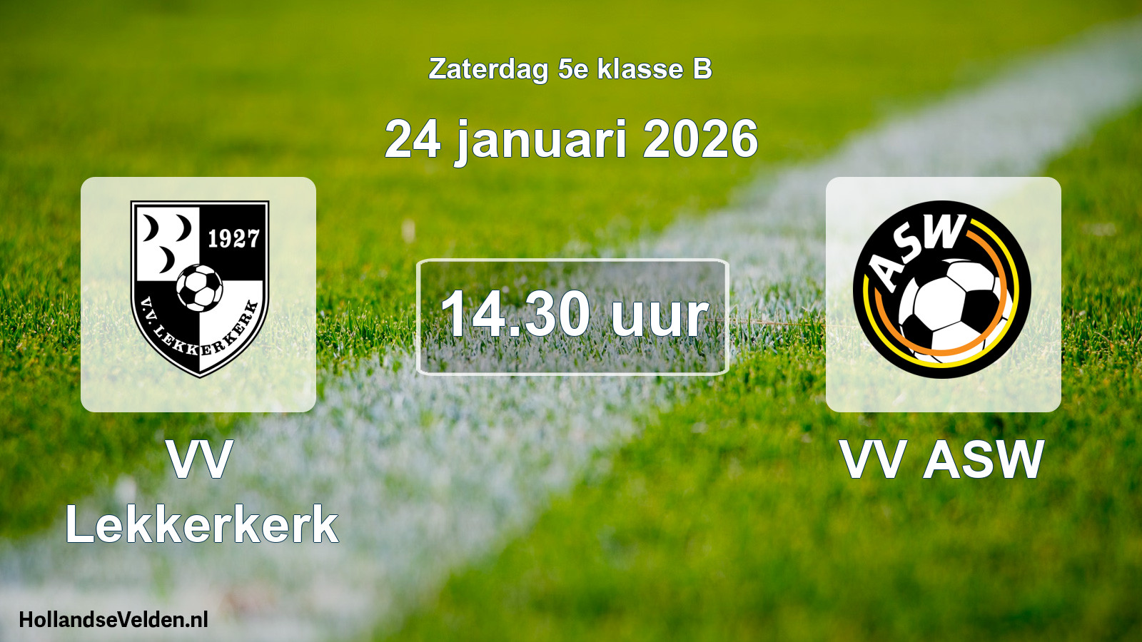 Geplande wedstrijd: VV Lekkerkerk - VV ASW (24 januari 2026)