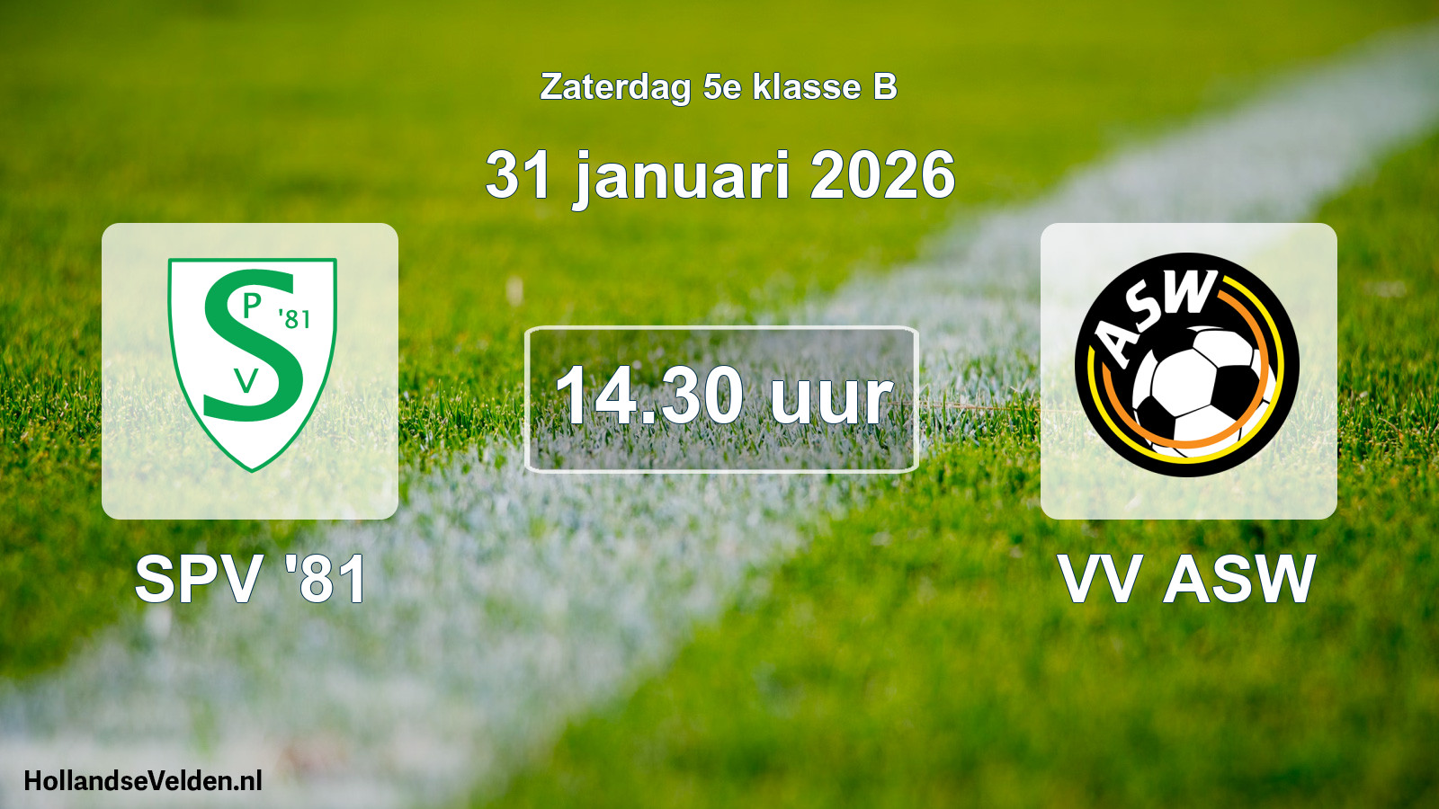 Geplande wedstrijd: SPV '81 - VV ASW (31 januari 2026)