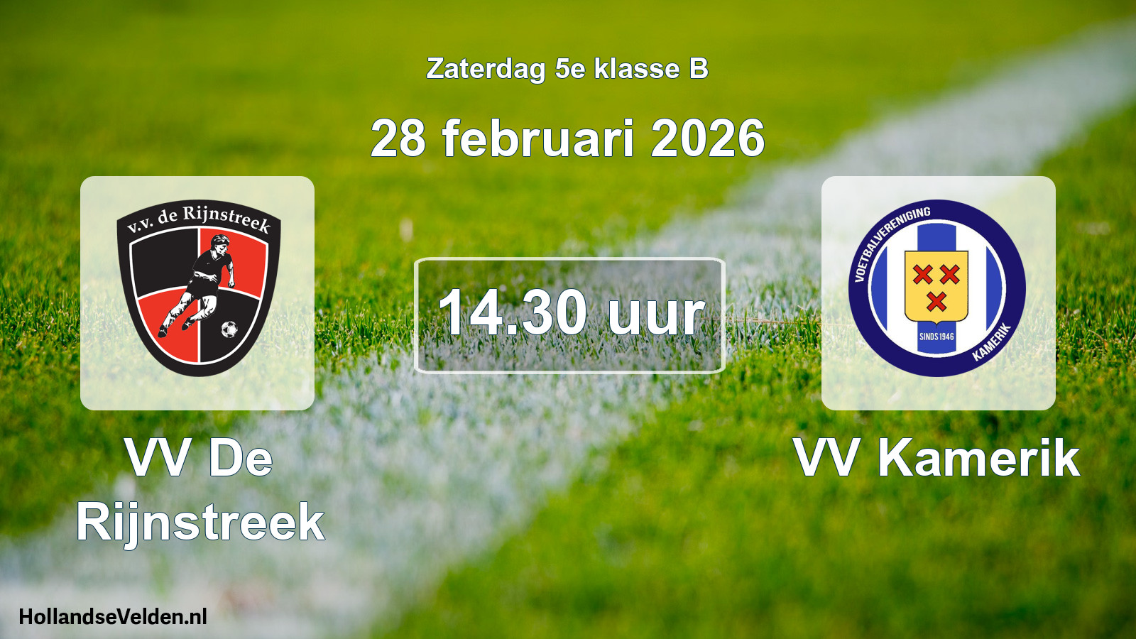 Geplande wedstrijd: VV De Rijnstreek - VV Kamerik (28 februari 2026)