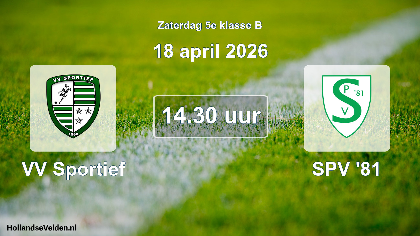 Geplande wedstrijd: VV Sportief - SPV '81 (18 april 2026)