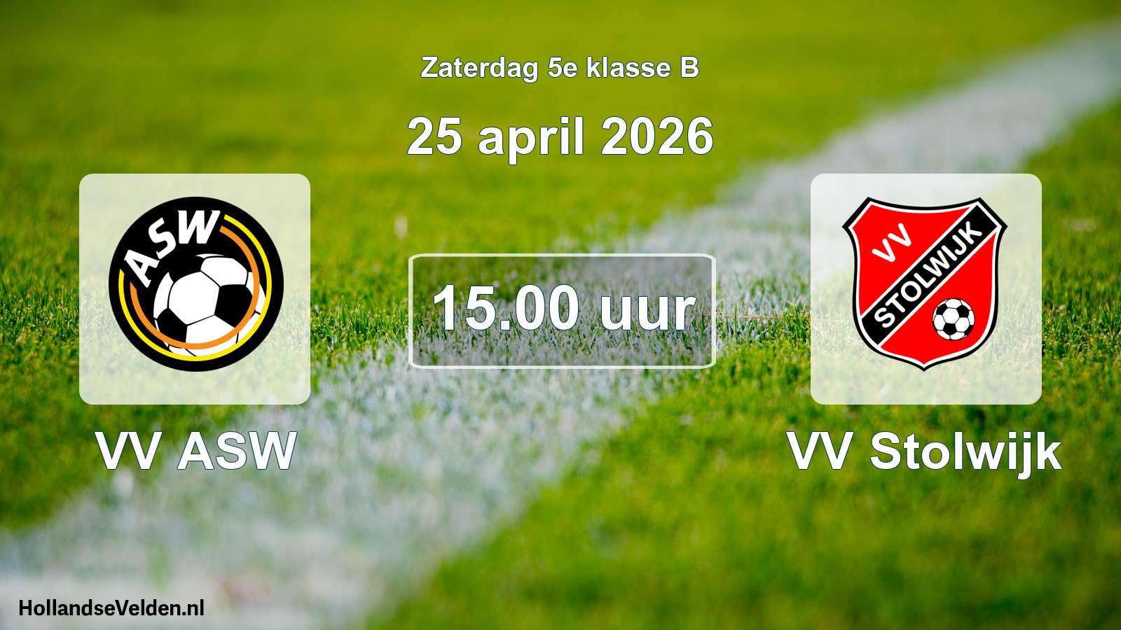 Geplande wedstrijd: VV ASW - VV Stolwijk (25 april 2026)