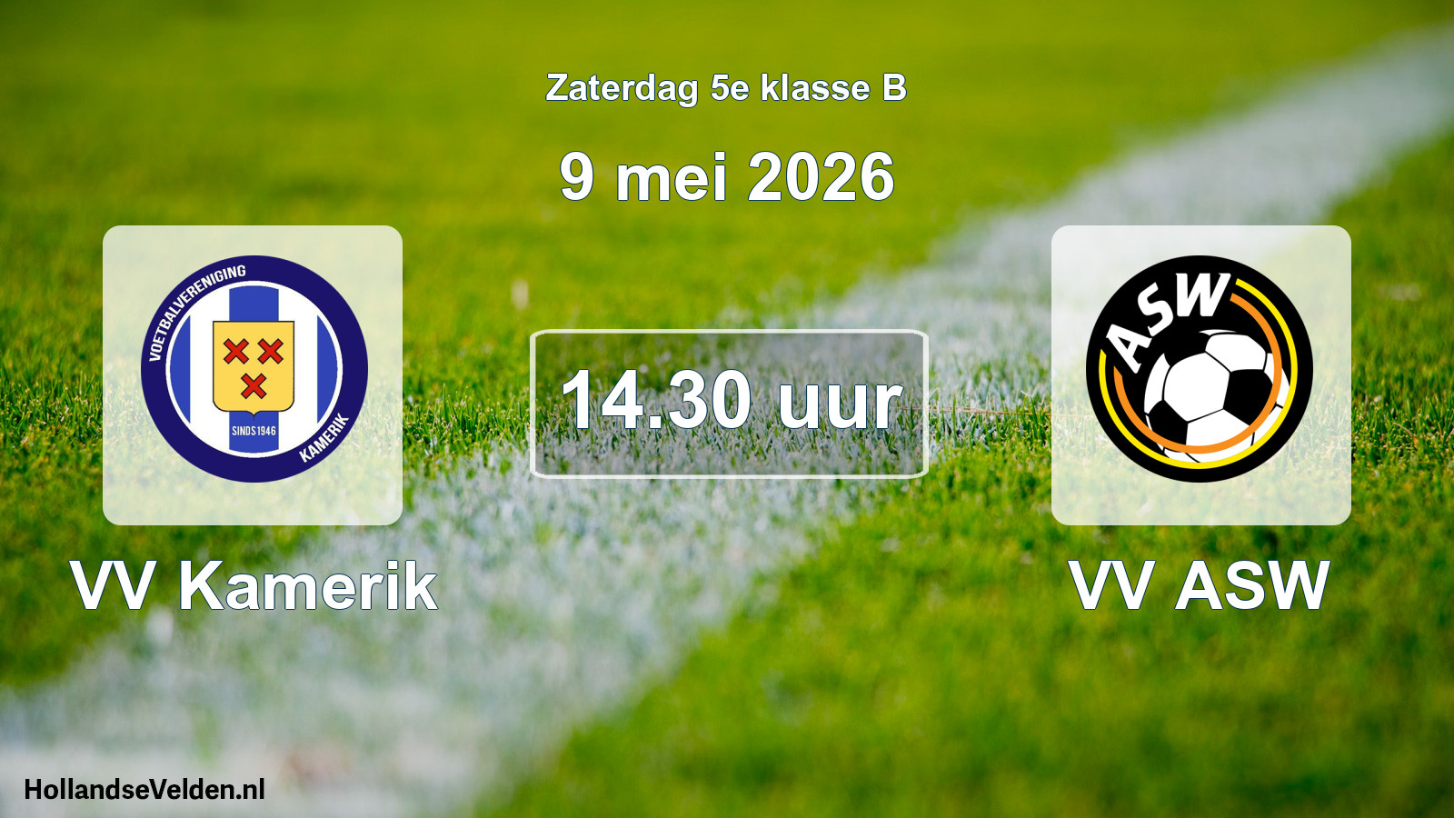 Geplande wedstrijd: VV Kamerik - VV ASW (9 mei 2026)