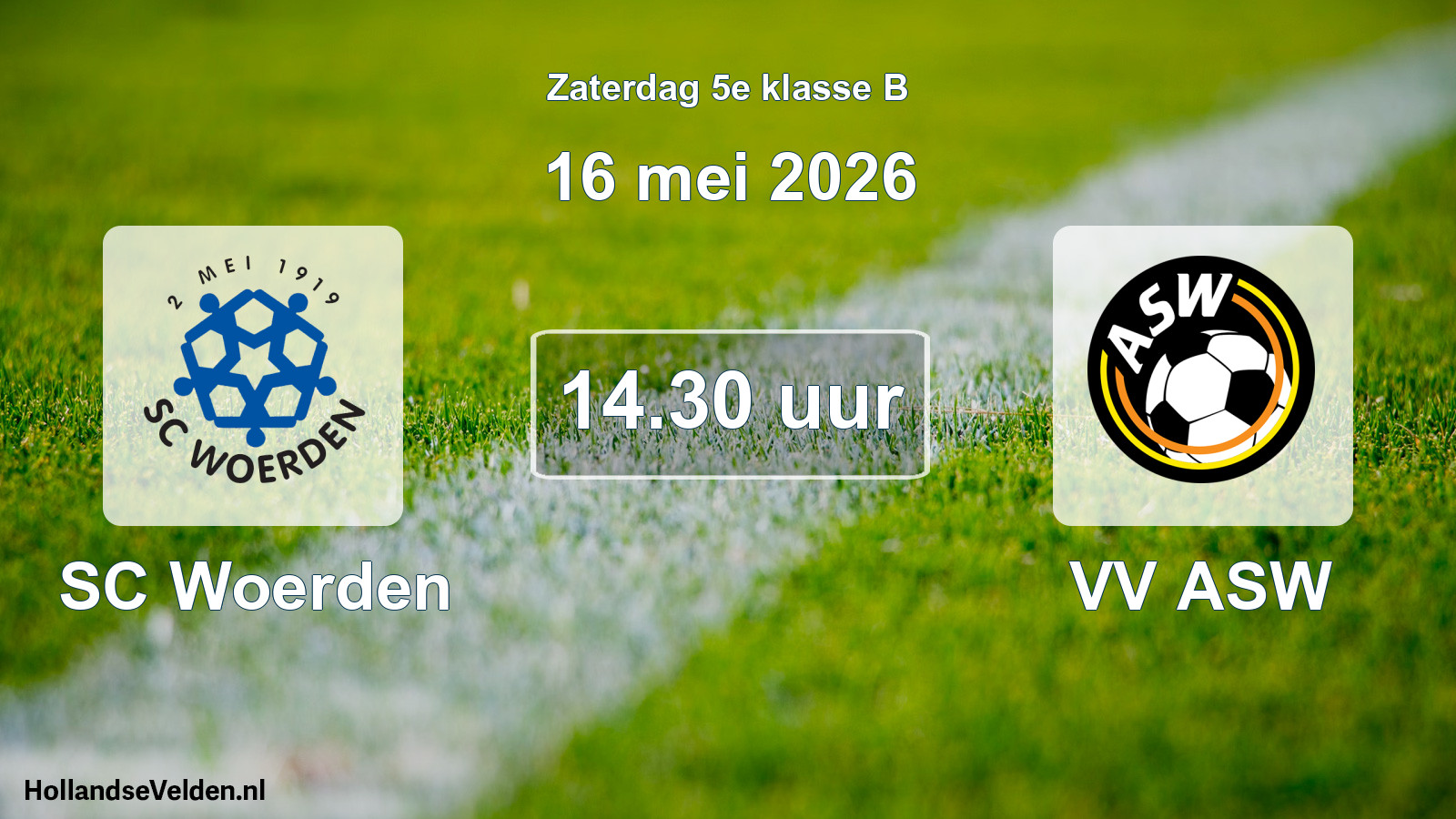 Geplande wedstrijd: SC Woerden - VV ASW (16 mei 2026)