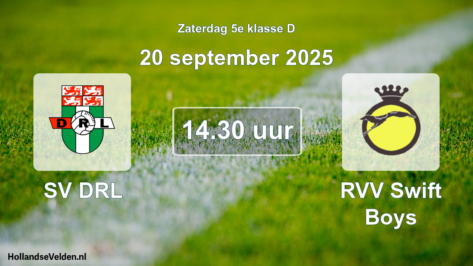Scheduled Match: SV DRL - RVV Swift Boys (20 September 2025)
