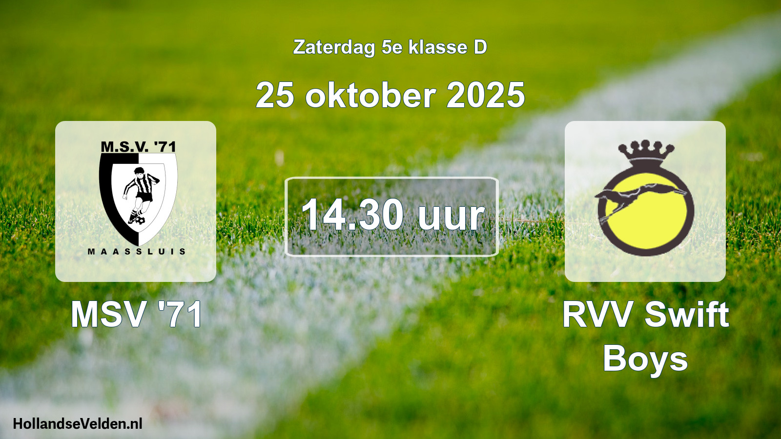 Scheduled Match: MSV '71 - RVV Swift Boys (25 October 2025)
