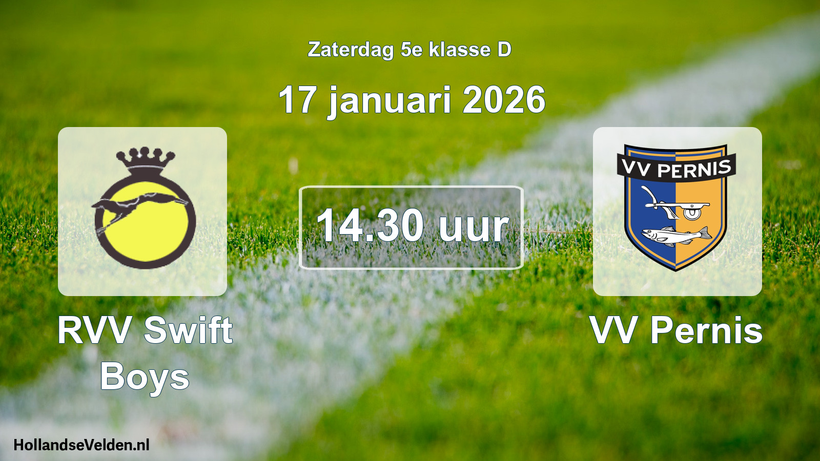 Scheduled Match: RVV Swift Boys - VV Pernis (17 January 2026)